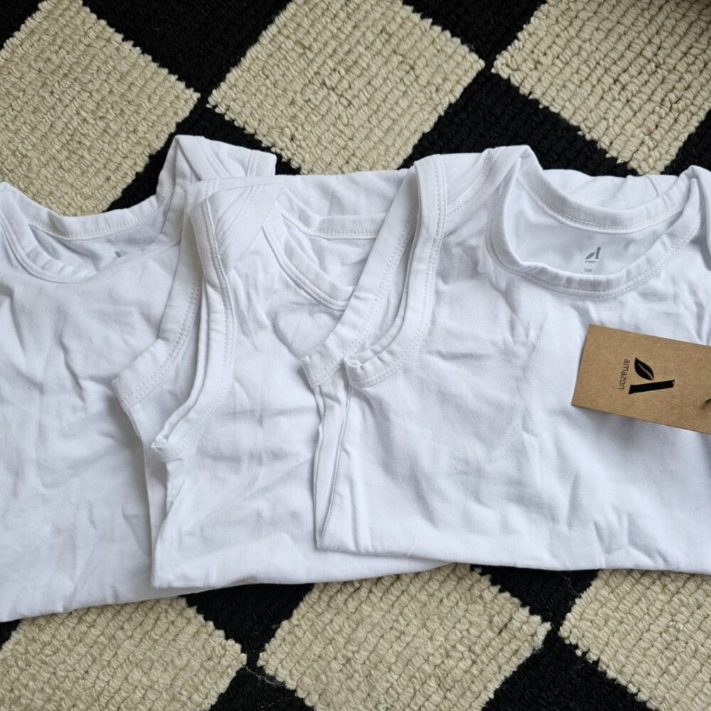 3 New Organic Cotton Baby Onsies